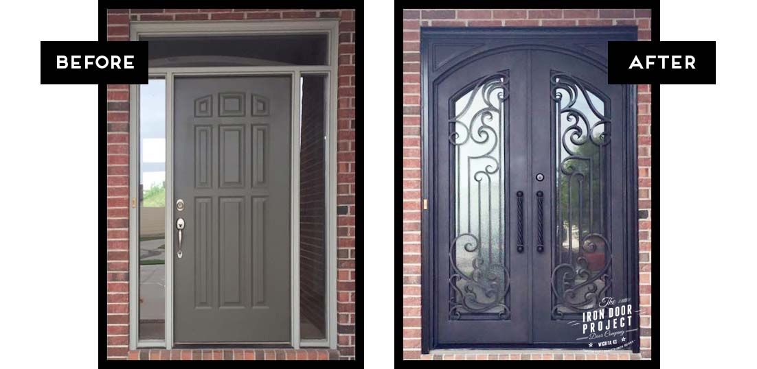 stunning home improvement double entry iron door, Goddard, Kansas.