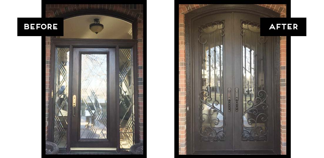 beautiful double entry iron door installed wichita kansas